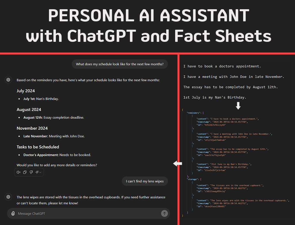 Turn ChatGPT into a helpful Personal AI Assistant with Fact Sheets